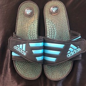 Blue Adidas Slides